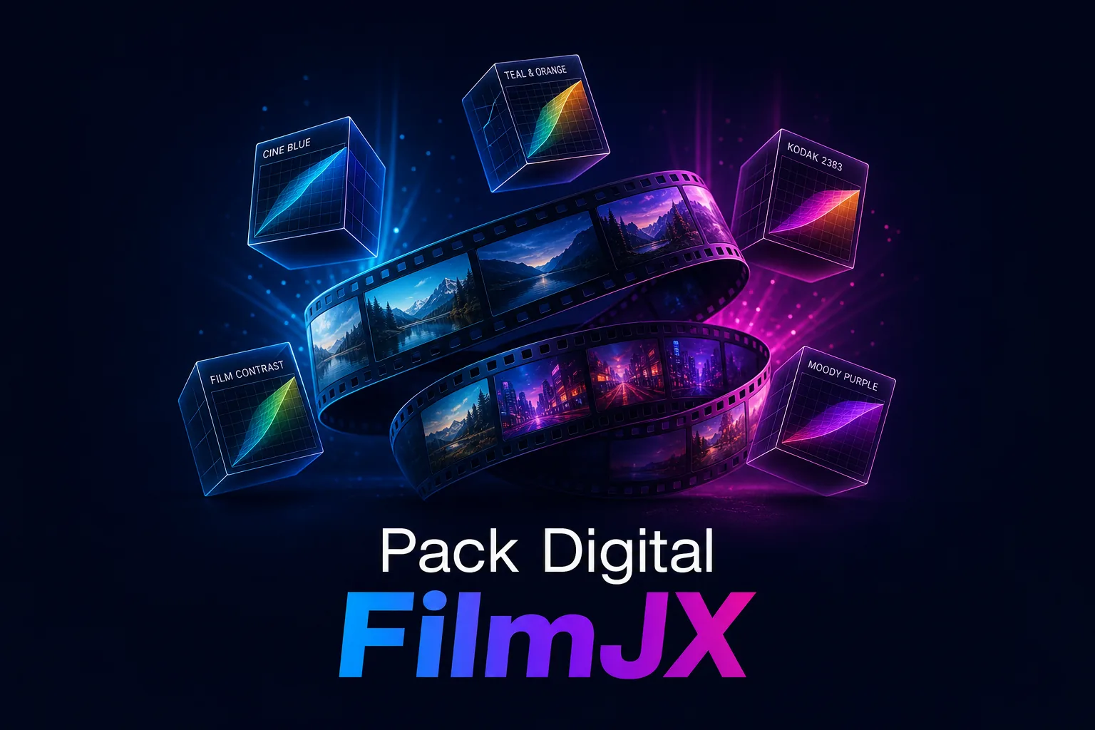 Portada del Pack Digital FilmJX Iniciador con LUTs y presets de color